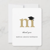 Klassieke monogram Letter M Modern Gradup Bedankkaart (Voorkant)