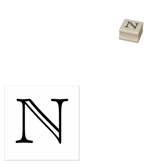 Klassieke Monogram Letter N 1 Inch Stamp Rubberstempel (Gestempeld)