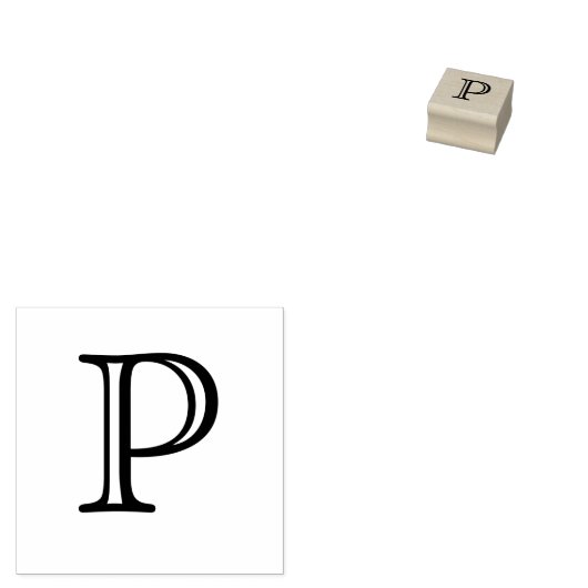 Klassieke Monogram Letter P 1 Inch Stamp Rubberstempel (Gestempeld)