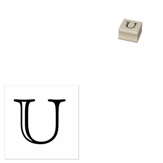 Klassieke Monogram Letter U 1 Inch Stamp Rubberstempel (Gestempeld)