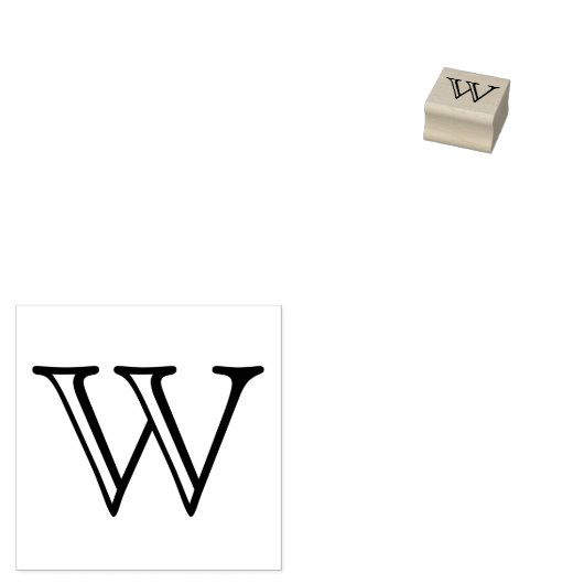 Klassieke Monogram Letter W 1 Inch Stamp Rubberstempel (Gestempeld)