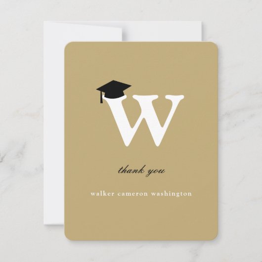 Klassieke monogram Letter W Modern Gradup Bedankkaart (Voorkant)