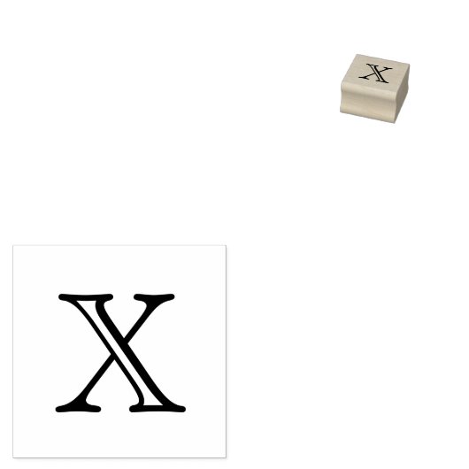 Klassieke Monogram Letter X 1 Inch Stamp Rubberstempel (Gestempeld)