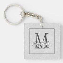 Klassieke monogram Linen familie stelt jaar vast Sleutelhanger
