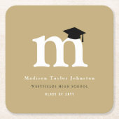 Klassieke monogram M en Gradupafkap Afstudeerder P Kartonnen Onderzetters (Voorkant)