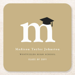 Klassieke monogram M en Gradupafkap Afstudeerder P Kartonnen Onderzetters