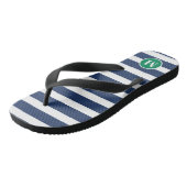 Klassieke Monogram Marine Blauwe en Groene Strepen Teenslippers (Schuin)