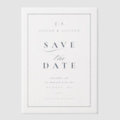 Klassieke Monogram Marine Blue Wedding Save the Da Vellum Uitnodigingen (Voorkant)