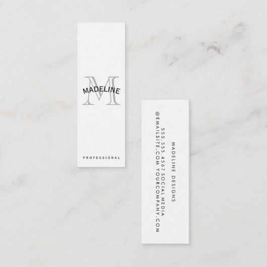 Klassieke monogram met boogtekst mini visitekaartje (Voorkant / Achterkant)