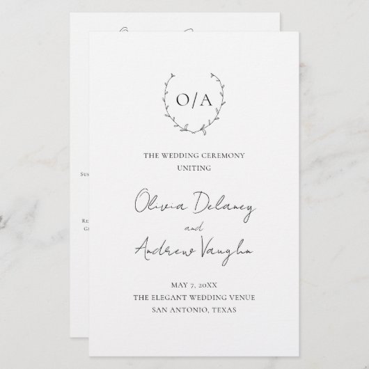 Klassieke monogram met grote kroonrand (Voorkant / Achterkant)