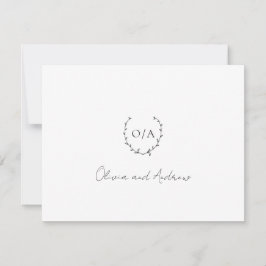 Klassieke monogram met grote kroonrand bedankkaart