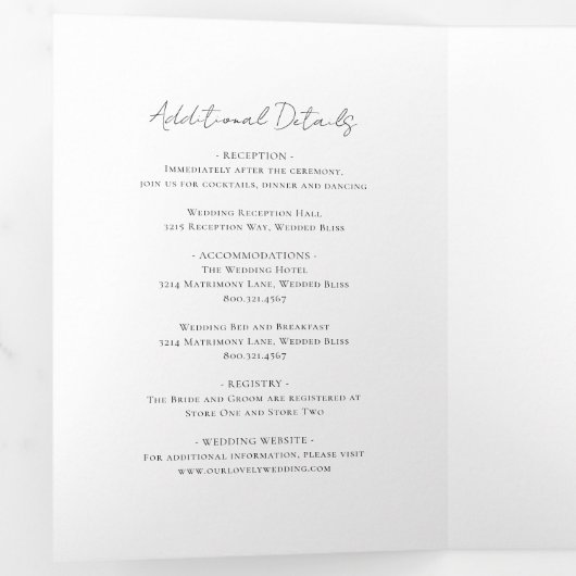 Klassieke monogram met grote kroonrand drieluik uitnodiging (Binnenzijde eerst)