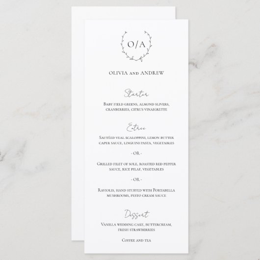 Klassieke monogram met grote kroonrand menu (Voorkant / Achterkant)