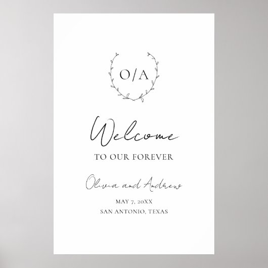 Klassieke monogram met grote kroonrand poster (Voorkant)