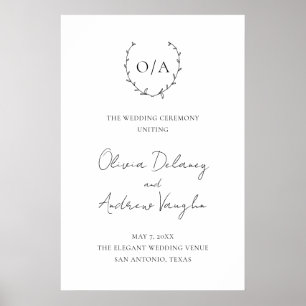 Klassieke monogram met grote kroonrand poster