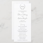 Klassieke monogram met grote kroonrand programmakaart (Voorkant / Achterkant)