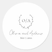 Klassieke monogram met grote kroonrand ronde sticker (Voorkant)