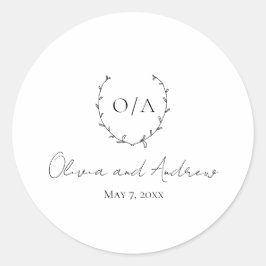 Klassieke monogram met grote kroonrand ronde sticker