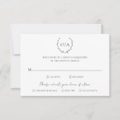 Klassieke monogram met grote kroonrand RSVP kaartje (Voorkant)