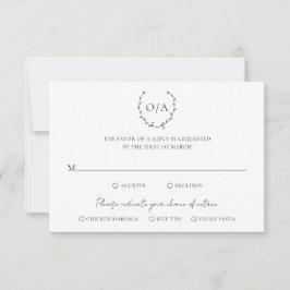 Klassieke monogram met grote kroonrand RSVP kaartje