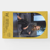 Klassieke Monogram Naam Adres Aangepaste Foto Bann Spandoek (Horizontaal)