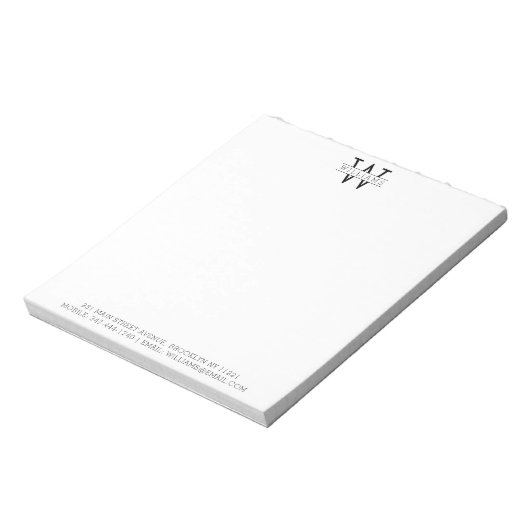 Klassieke monogram Naam Eenvoudig professioneel Notitieblok (Linkerzijde)