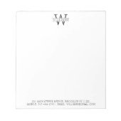 Klassieke monogram Naam Eenvoudig professioneel Notitieblok (Voorkant)