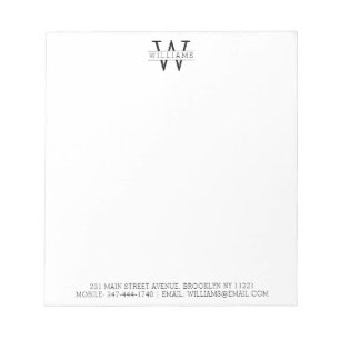 Klassieke monogram Naam Eenvoudig professioneel Notitieblok