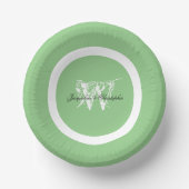 Klassieke monogram naam Elegant Chic Soft Mint Gre Papieren Kommen (Voorkant)