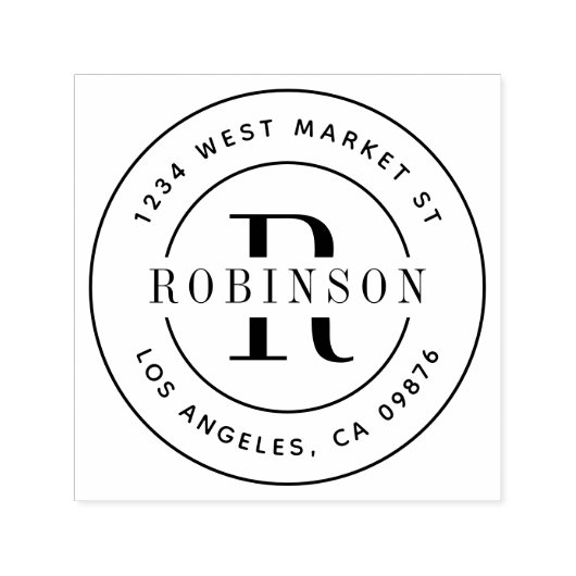 Klassieke monogram naam en retouradres zelfinktende stempel (Design)