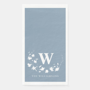 Klassieke monogram naam Floral Wreate in Dusty Blu Servet