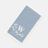 Klassieke monogram naam Floral Wreate in Dusty Blu Servet (Hoek)