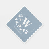 Klassieke monogram naam Floral Wreate in Dusty Blu Servet (Hoek)