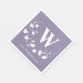 Klassieke monogram Naam Lila Floral WreatCustom Servet (Hoek)