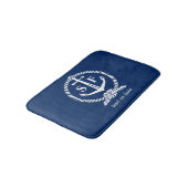Klassieke monogram Nautical Blue Anchor Beach Boat Badmat (Gekanteld)