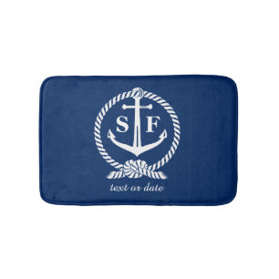 Klassieke monogram Nautical Blue Anchor Beach Boat Badmat