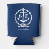 Klassieke monogram Nautical Blue Anchor Beach Boat Blikjeskoeler (Voorkant)