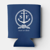 Klassieke monogram Nautical Blue Anchor Beach Boat Blikjeskoeler (Achterkant)