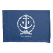 Klassieke monogram Nautical Blue Anchor Beach Boat Kussensloop (Voorkant)