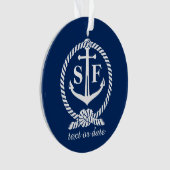 Klassieke monogram Nautical Blue Anchor Beach Boat Ornament (voorkant)
