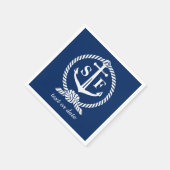 Klassieke monogram Nautical Blue Anchor Beach Boat Servetten (Hoek)