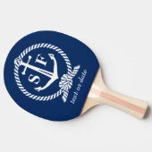 Klassieke monogram Nautical Blue Anchor Beach Boat Tafeltennisbatje (Zijkant)