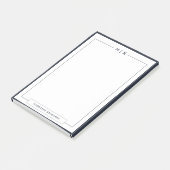 Klassieke Monogram Navy Blauwe Rand Briefpapier Post-it® Notes (Schuin)