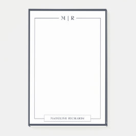 Klassieke Monogram Navy Blauwe Rand Briefpapier Post-it® Notes