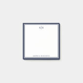 Klassieke monogram Navy Blue White - aangepaste na Post-it® Notes (Voorkant)