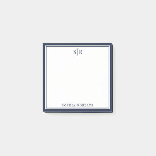 Klassieke monogram Navy Blue White - aangepaste na Post-it® Notes