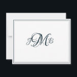 Klassieke monogram Navy & White Flourish Script Bedankkaart<br><div class="desc">Klassieke,  elegante,  professionele marine & white Flourish Script monogrammed flat,  bedankt kaart. perfect voor zakelijke correspondentie. Dit zijn Flat note cards. Als u Gevouwen kaarten wilt,  gaat u naar de onderkant van de pagina waarop staat: "Dit ontwerp overdragen" en selecteert u Gevouwen dank op uw kaart.</div>