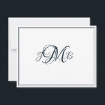Klassieke monogram Navy & White Flourish Script Bedankkaart<br><div class="desc">Klassieke,  elegante,  professionele marine & white Flourish Script monogrammed flat,  bedankt kaart. perfect voor zakelijke correspondentie. Dit zijn Flat note cards. Als u Gevouwen kaarten wilt,  gaat u naar de onderkant van de pagina waarop staat: "Dit ontwerp overdragen" en selecteert u Gevouwen dank op uw kaart.</div>
