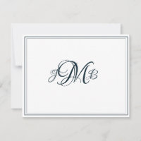 Klassieke monogram Navy & White Flourish Script