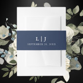 Klassieke Monogram Navy & Witte Trouwjurk Uitnodigingen Wikkel